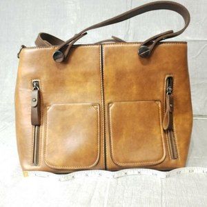 Ivy And Fig Brown Handbag No Shoulder Strap